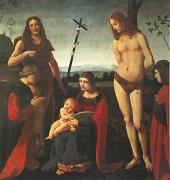 The Virgin and Child with Saints John the Baptist and Sebastian Between Two Donors (mk05) BOLTRAFFIO, Giovanni Antonio